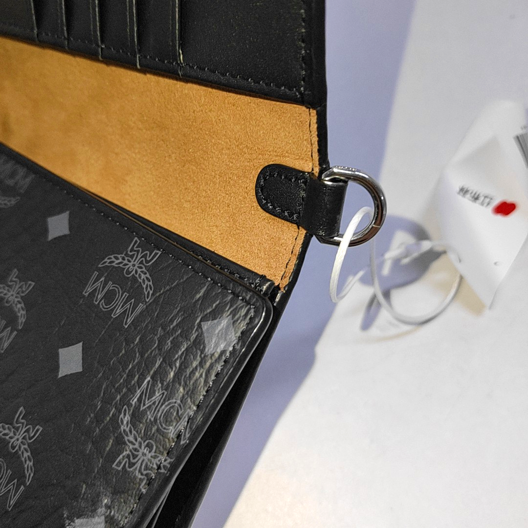 MCM Black Coated Canvas Monogram Crossbody Bag Single Shoulder Bag Silver Hardware Removable shoulder strap-(SKU)-941692288
