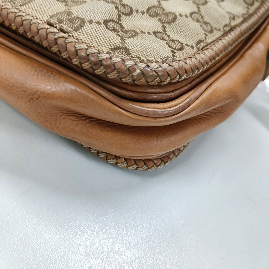 GUCCI Trunk Brown Canvas Old Flower Single Shoulder Bag Tote Bag Golden hardware-(SKU)-13447280