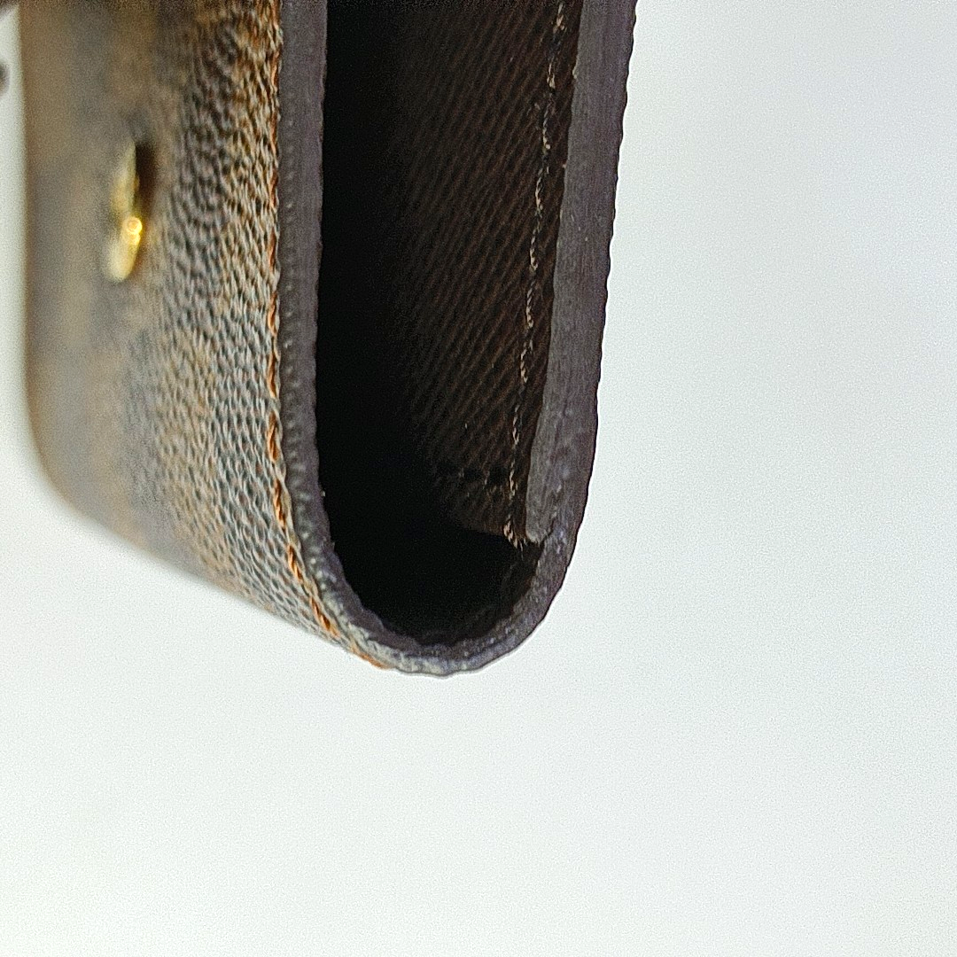 LOUIS VUITTON Brown Coated Canvas Checkered Key Bag Golden hardware-(SKU)-944332313
