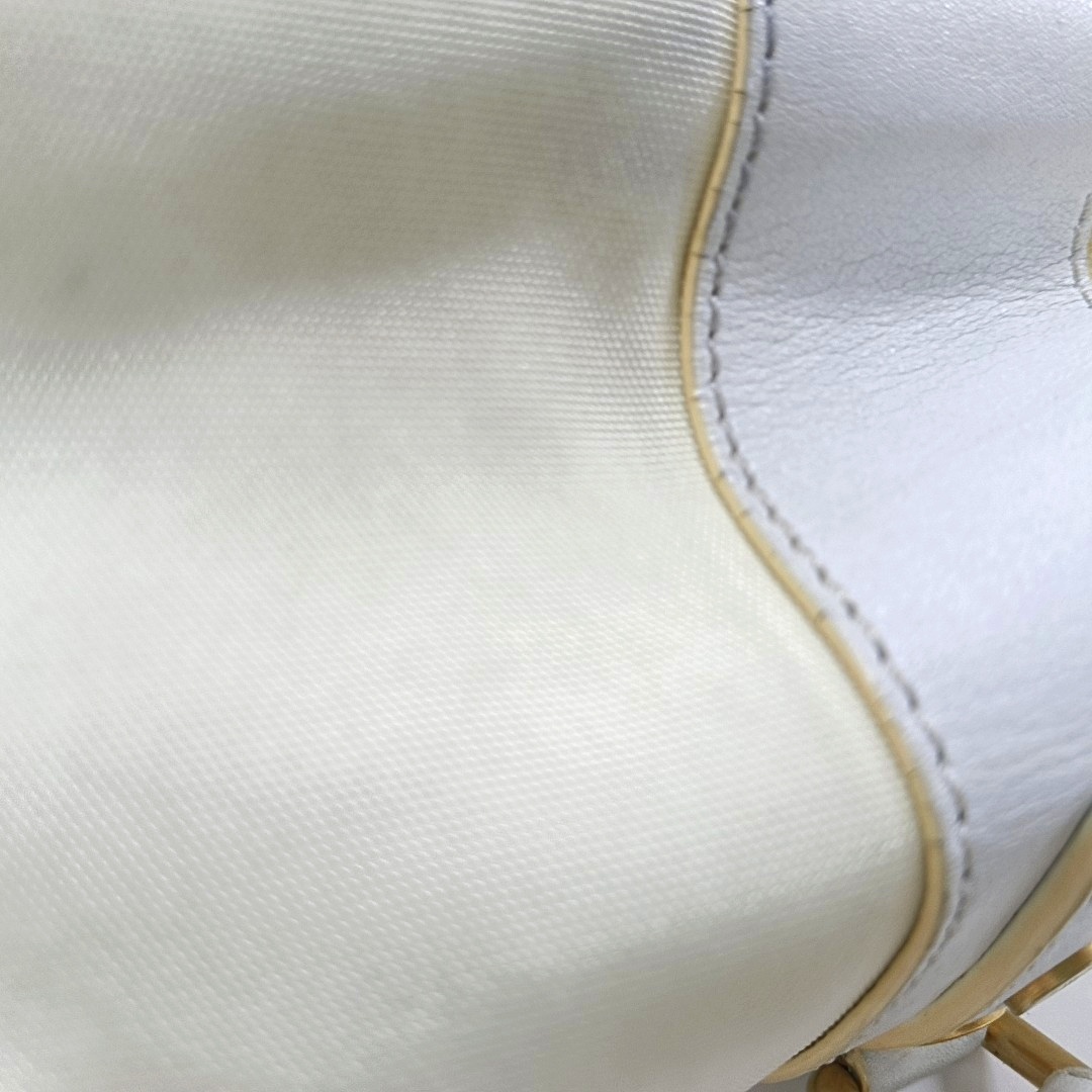 CELINE White Canvas Printed Single Shoulder Bag Handbag Golden hardware-(SKU)-13501989