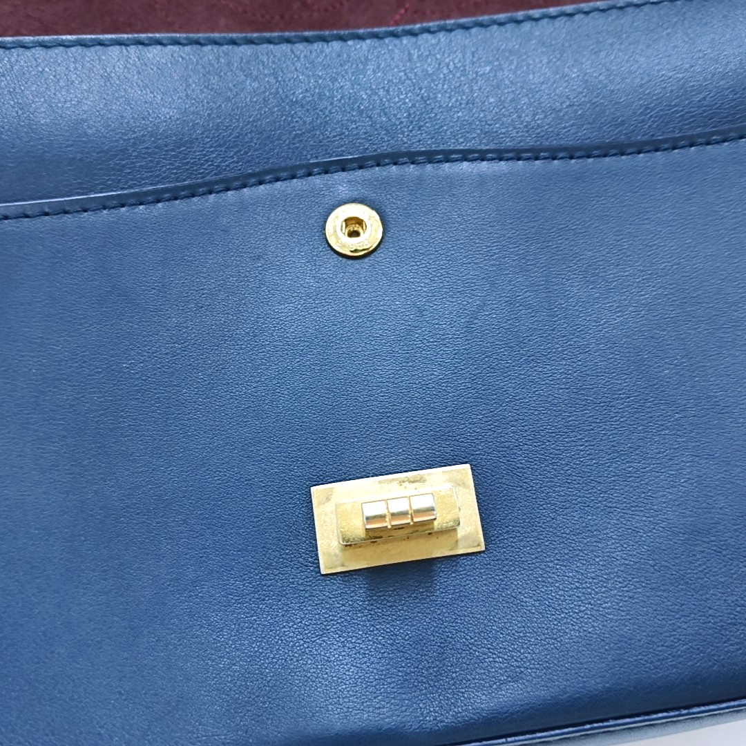 CHANEL 2.55 Deep Blue Calf Leather Single Shoulder Bag Crossbody Bag Golden Hardware 26 Openings-(SKU)-954526638