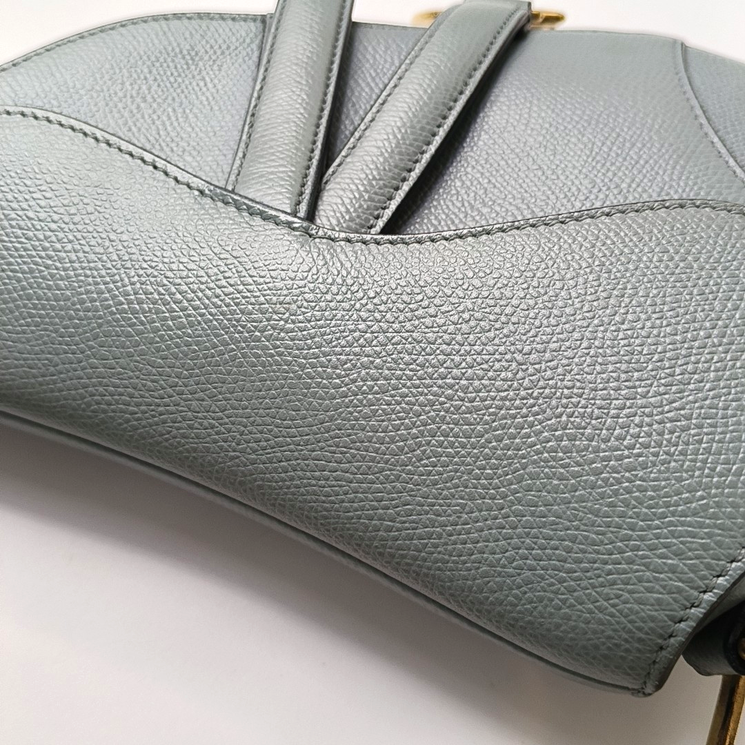 DIOR Saddle Mini Blue Calfskin Saddle Bag Shoulder Bag Golden Hardware Detachable Strap-(SKU)-951263637