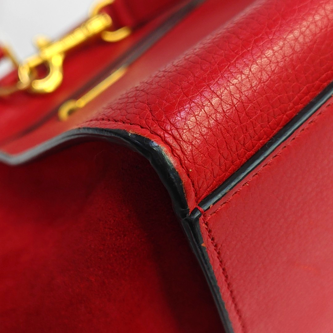 CELINE TRAPEZE Small size Red Leather Swing Bag Single Shoulder Bag Handbag Crossbody Golden hardware Removable shoulder strap-(SKU)-947188995