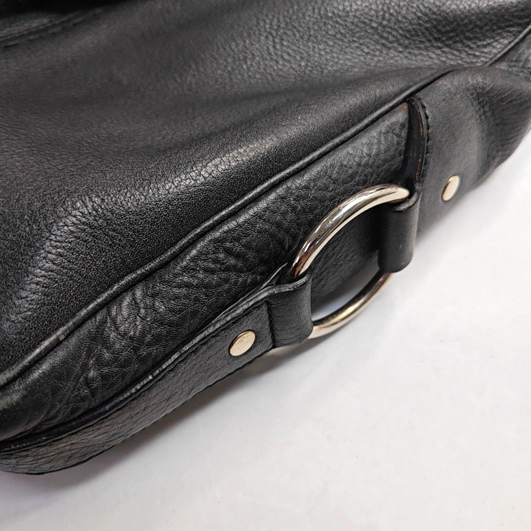 YSL MUSE Black Cowhide Quilted Rivets Tote Bag Silver Hardware-(SKU)-946633480