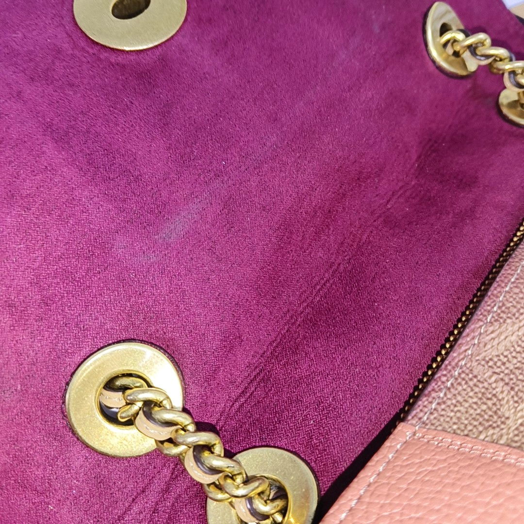 COACH PARKER 26 Multicolor Coated Canvas Monogram Camellia Crossbody Shoulder Bag Golden hardware-(SKU)-939985782
