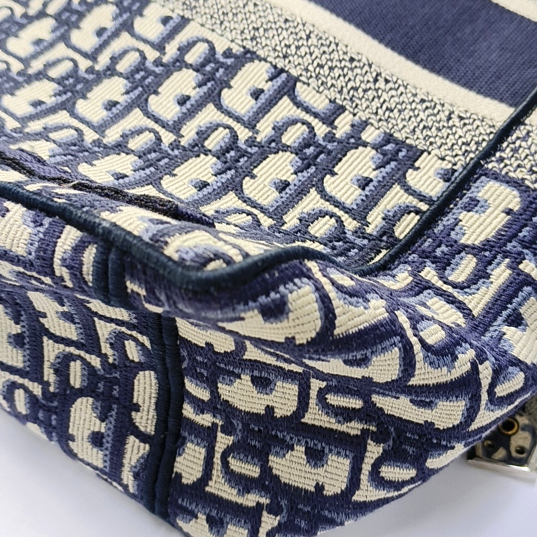 DIOR Diorcamp Blue Canvas Monogram Embroidered Single Shoulder Bag Silver Hardware-(SKU)-960636835