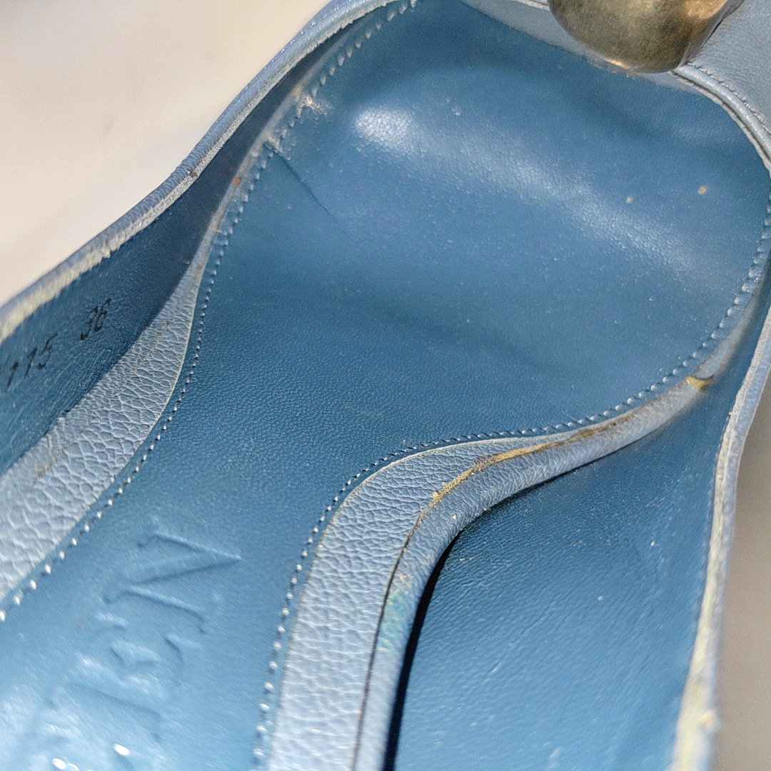 Alexander McQUEEN 36code Summer Blue Leather Women's Heels-(SKU)-13846184