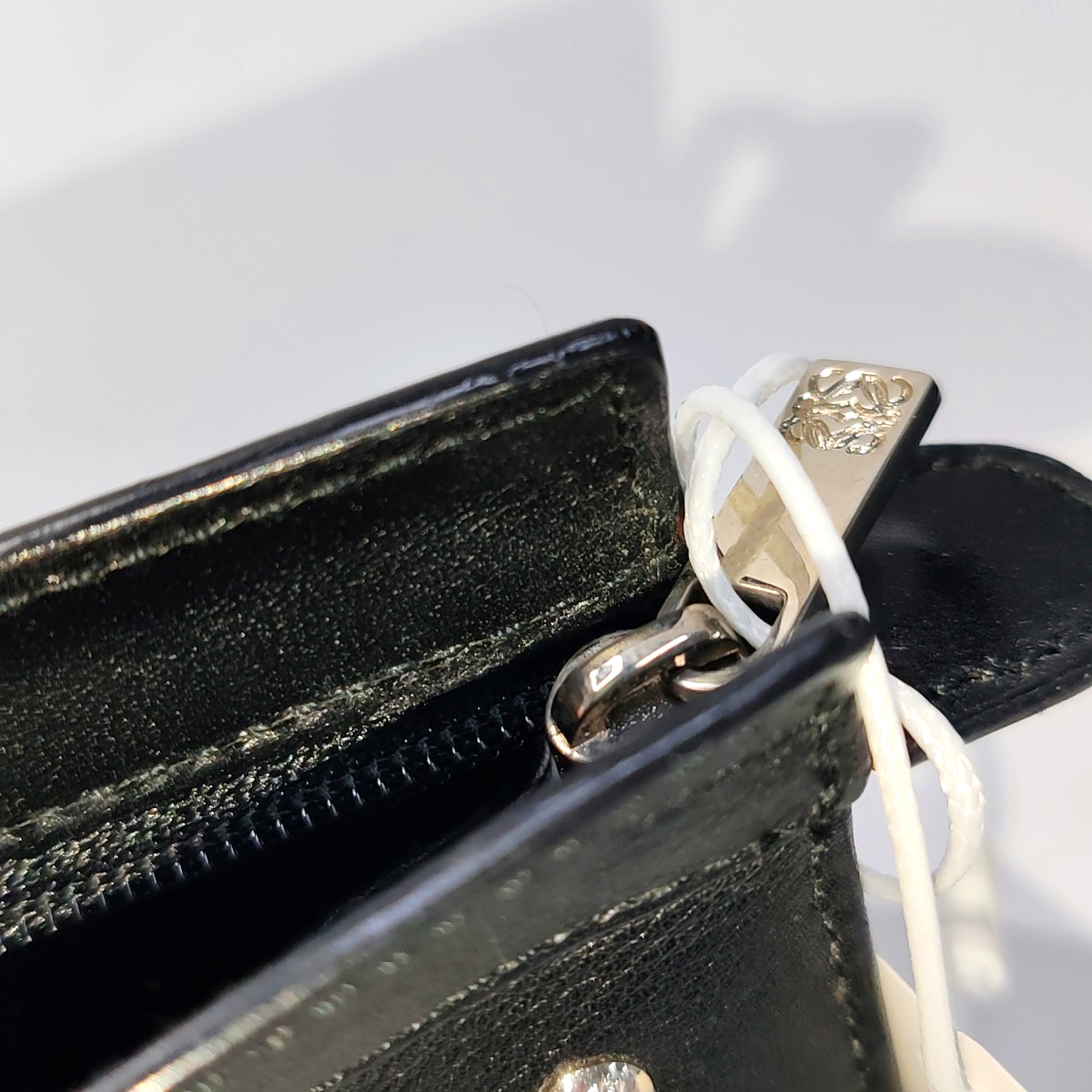 LOEWE Black Leather Studs Wallet Silver Hardware-(SKU)-943658143