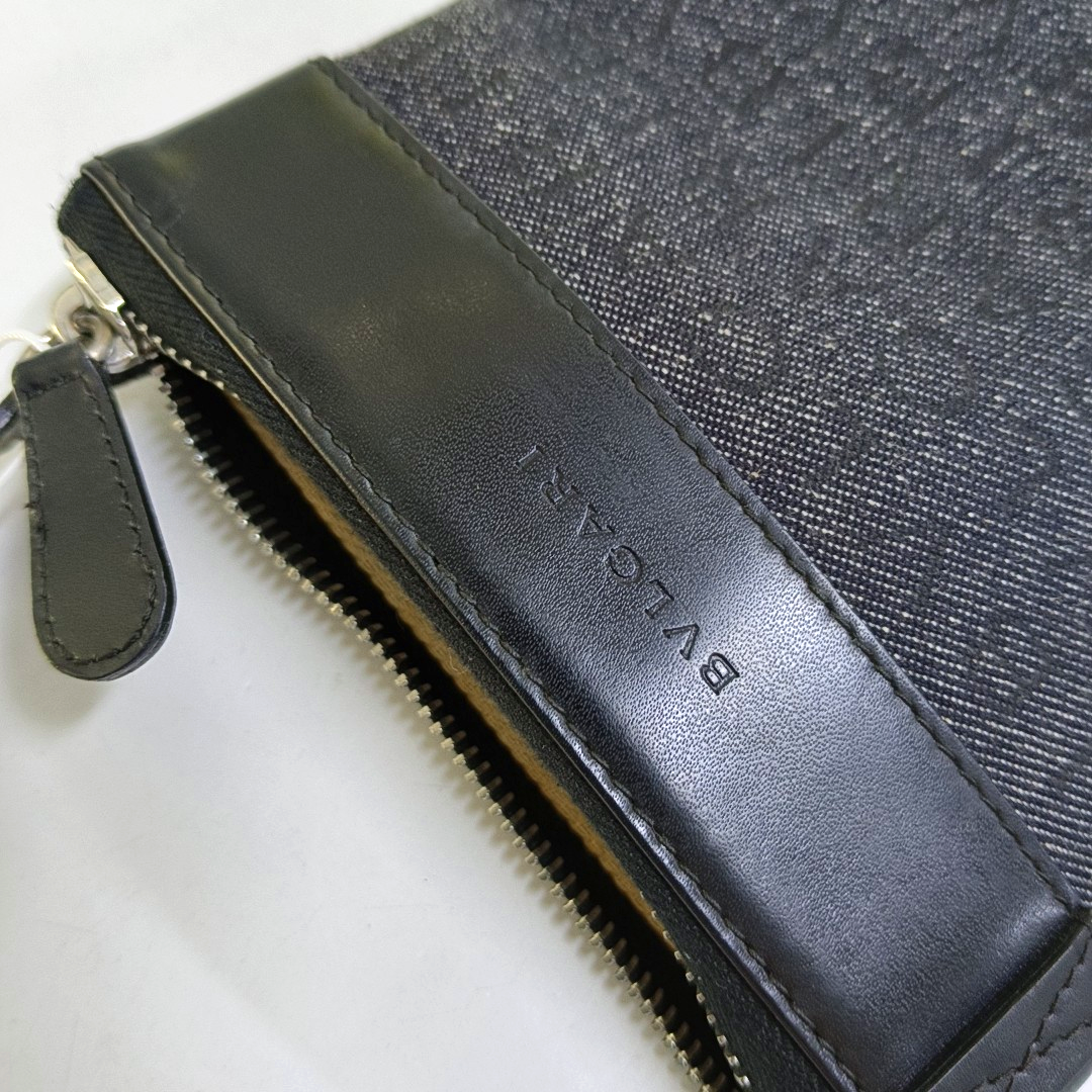 BVLGARI LOGO MANIA Dark Grey Canvas Jacquard Shoulder Bag Handbag Silver Hardware-(SKU)-953620184