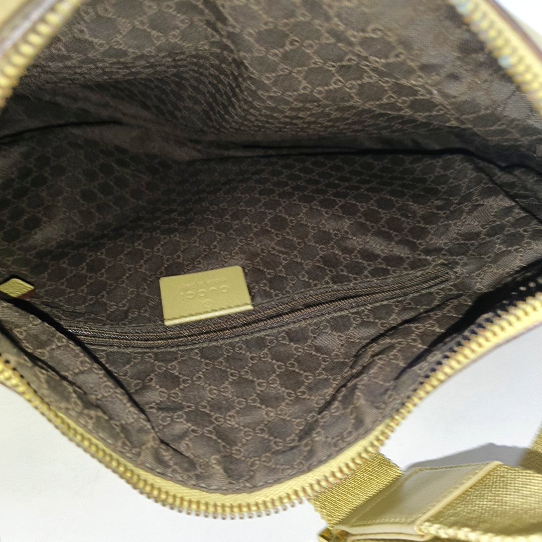 GUCCI Khaki Canvas Single Shoulder Bag, Crossbody Bag Golden hardware-(SKU)-941853667