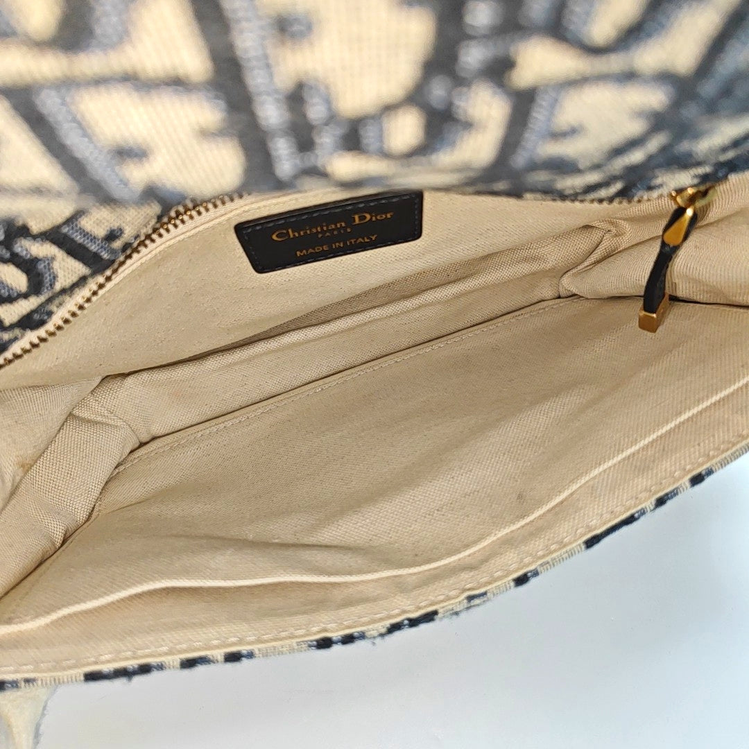 DIOR Dioraddict Beige Canvas Monogram Embossed Tote Shoulder Bag Handbag with Detachable Strap-(SKU)-971160290