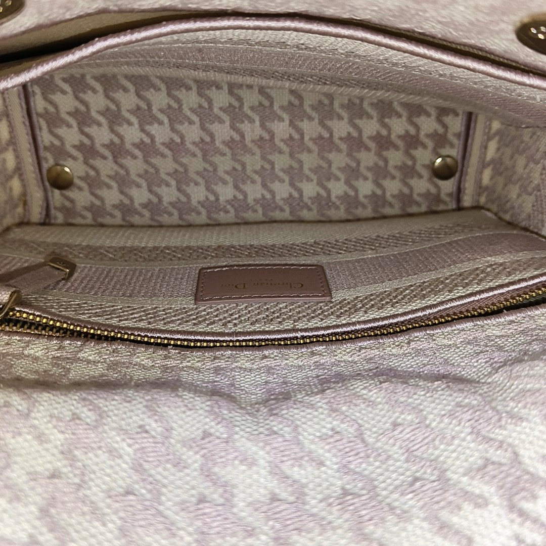 DIOR Lady D-Lite Medium Multicolor Fabric Embroidered Shoulder Bag Tote Bag Crossbody Bag Gold Hardware Removable Strap-(SKU)-963229512