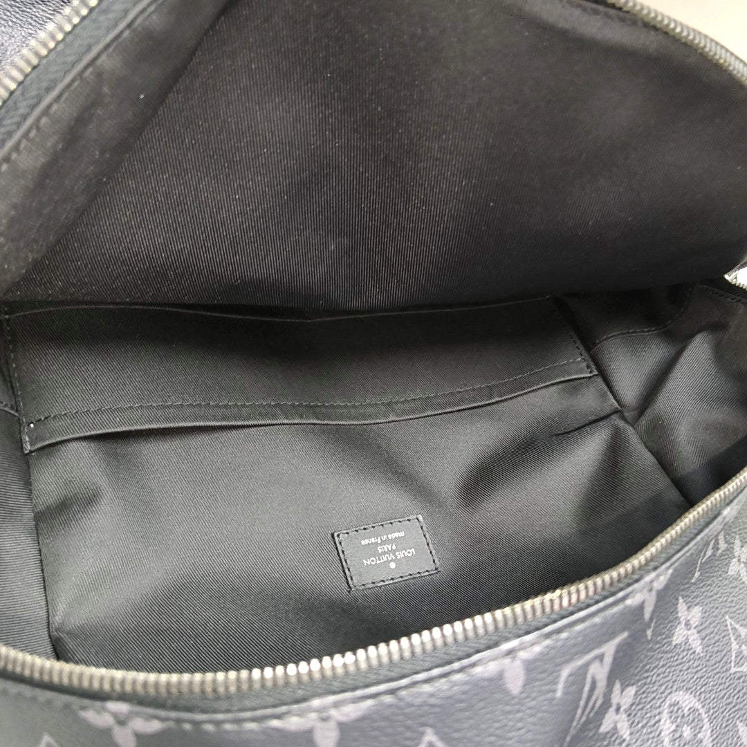 LOUIS VUITTON DISCOVERY Dark Gray Coated Canvas Monogram Print Backpack Tote Bag Silver Hardware-(SKU)-970206573