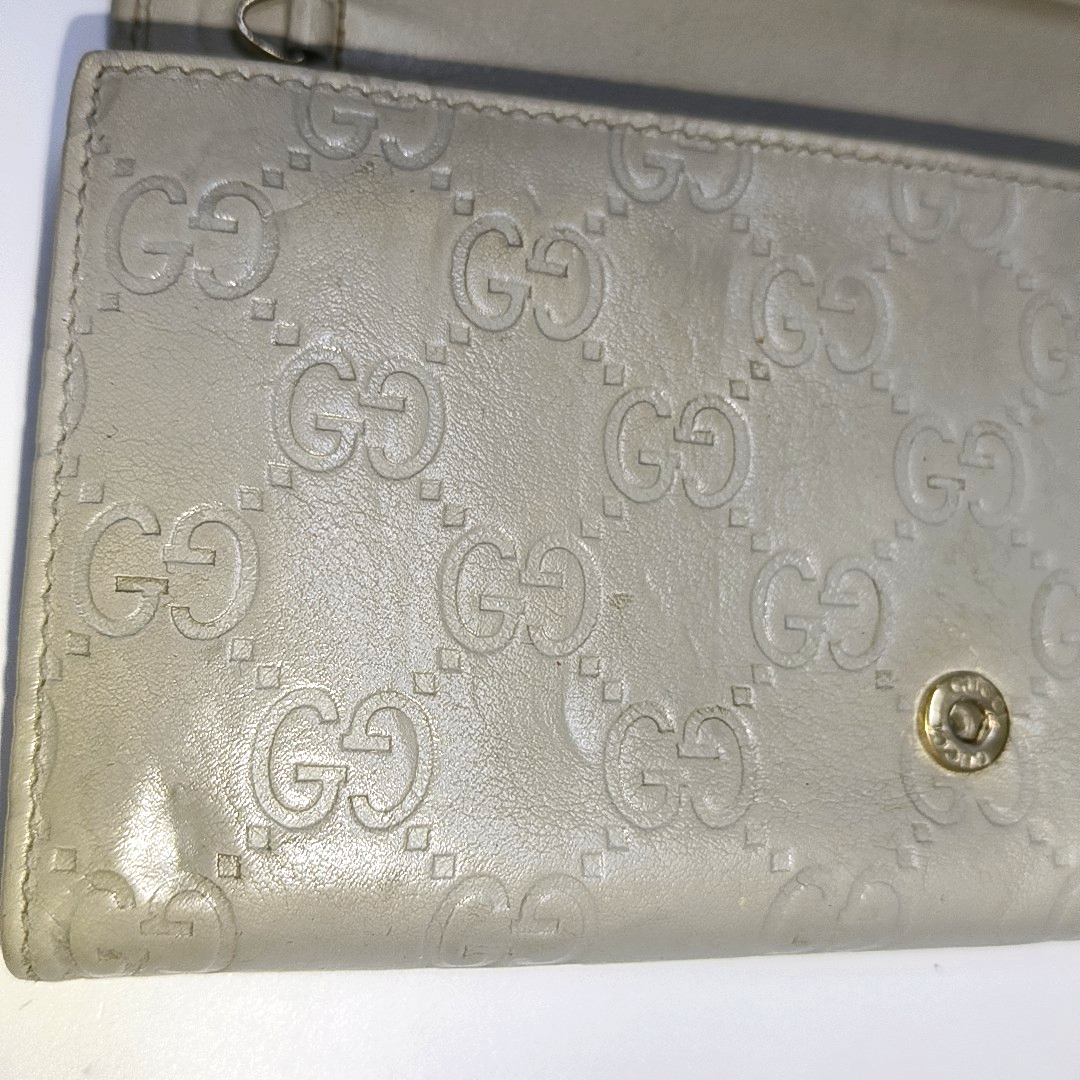 GUCCI Microguccissima Light Gray Cowhide Vintage Embossed Wallet Golden hardware-(SKU)-14418012