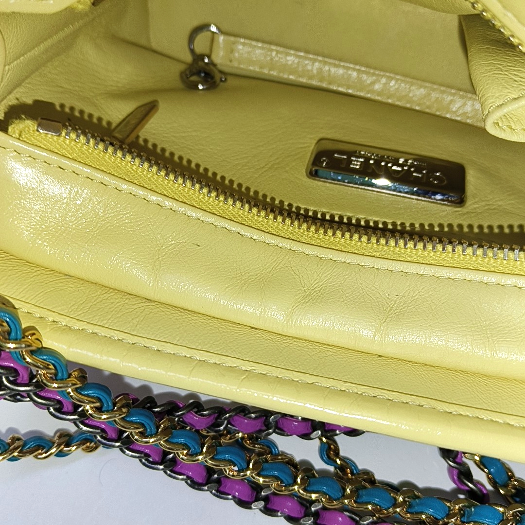 CHANEL GABRIELLE Small Yellow Snake Skin Hobo Bag Crossbody Shoulder Bag Handbag with Gold Silver Ruthenium Hardware and 27 Opening Removable Shoulder Strap-(SKU)-961684492