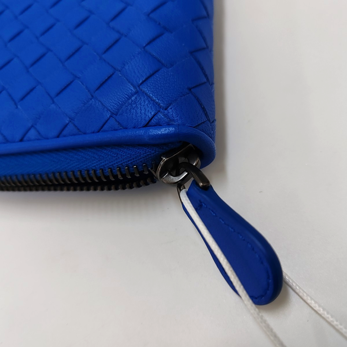 BOTTEGA VENETA Blue sheepskin woven wallet Black hardware-(SKU)-958486803