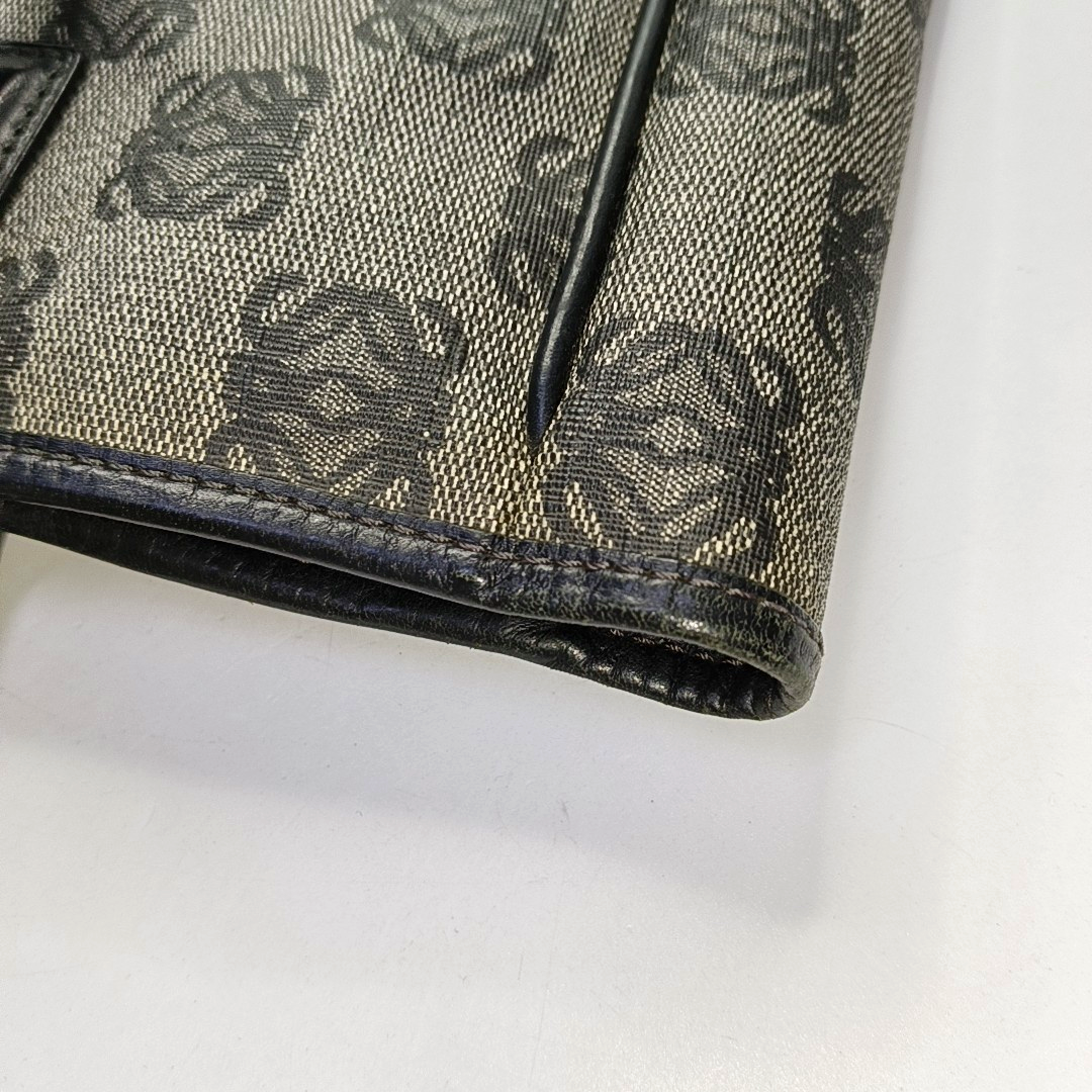 LOEWE Tote bag Gray Coated Canvas Monogram Floral Print Handbag Golden hardware-(SKU)-946029178
