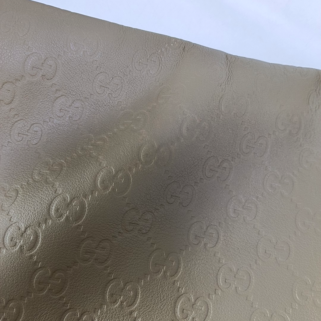 GUCCI Khaki Cowhide Monogrammed Stamped Crossbody Bag Golden hardware-(SKU)-960073647