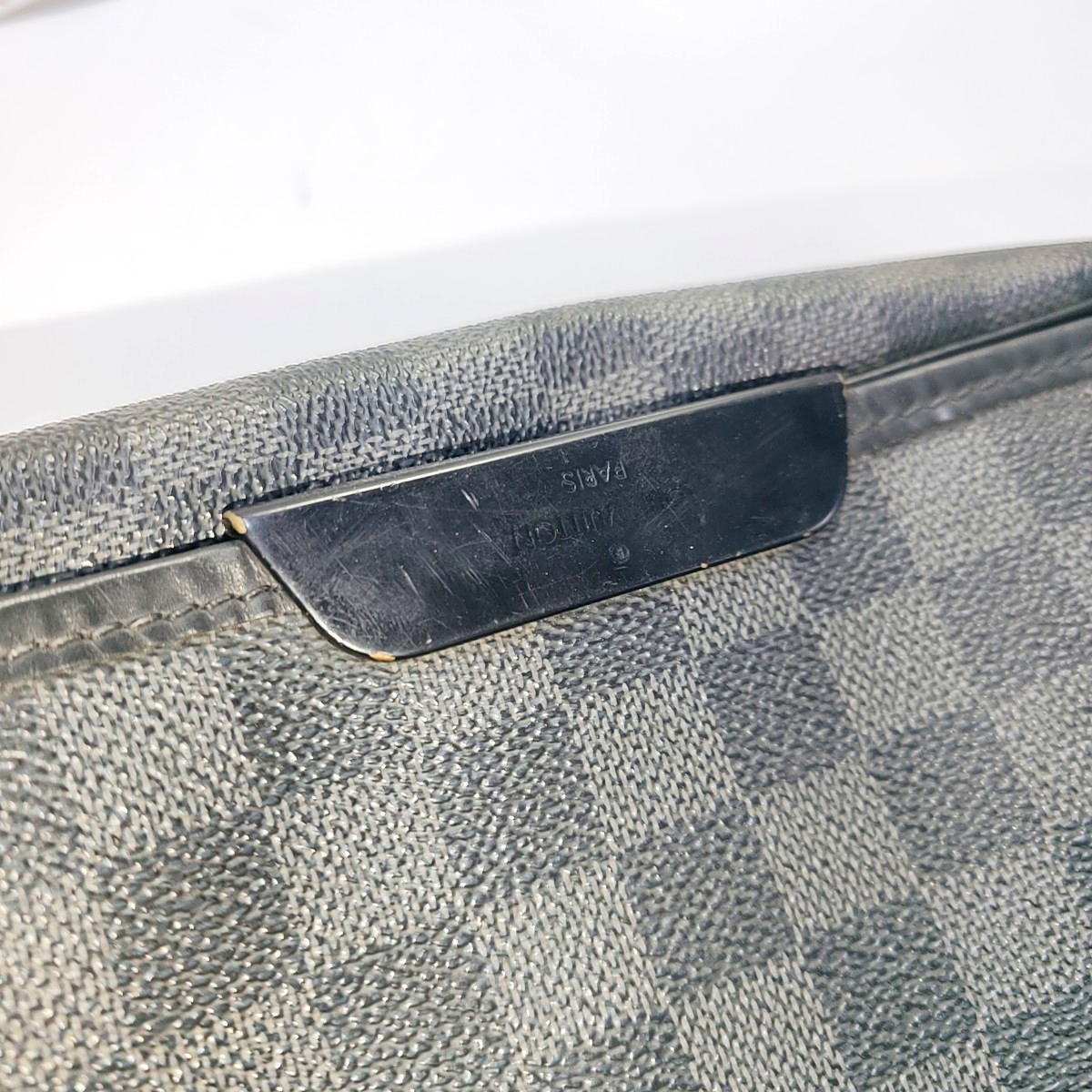 LOUIS VUITTON DANIEL Gray Coated Canvas Checkerboard Single Shoulder Bag Crossbody Bag Silver Hardware-(SKU)-938485828