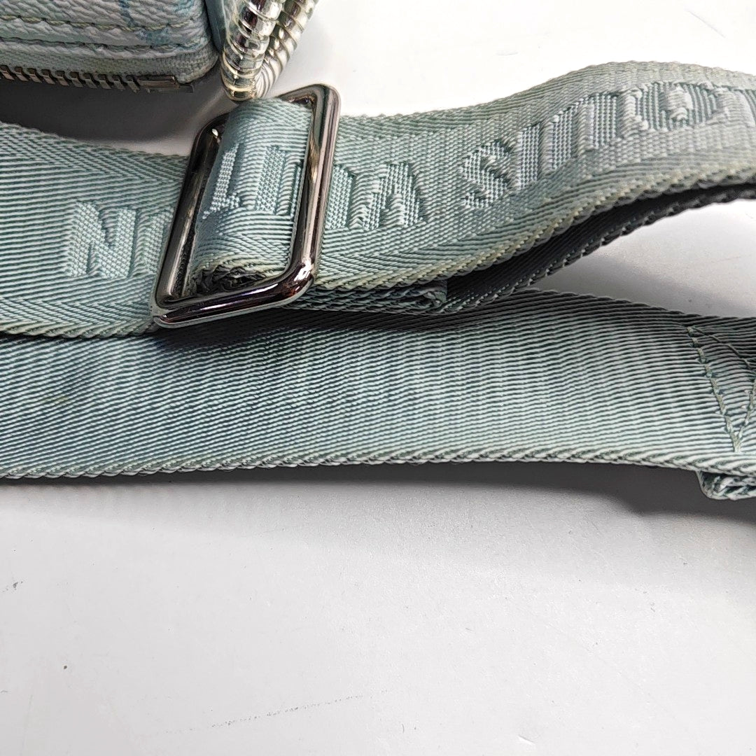 LOUIS VUITTON KEEPALL 25 Blue coated canvas monogram floral Boston bag shoulder bag handbag crossbody bag with silver hardware and removable shoulder strap-(SKU)-969471035