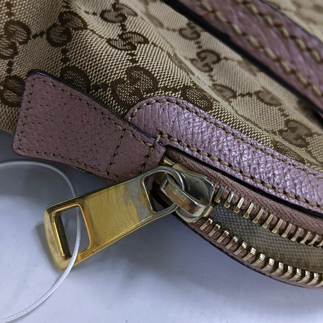GUCCI Bree Khaki Canvas Monogram Tote Bag Single Shoulder Bag Golden hardware-(SKU)-959592766