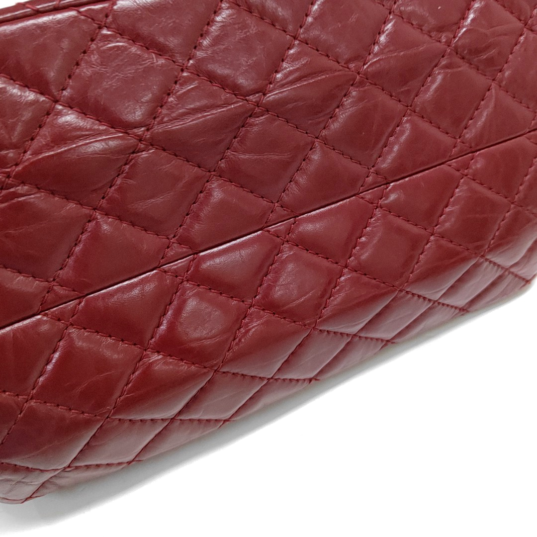 CHANEL 2.55 Red Calfskin Quilted Crossbody Shoulder Bag Black Hardware 16 Flap-(SKU)-961723854