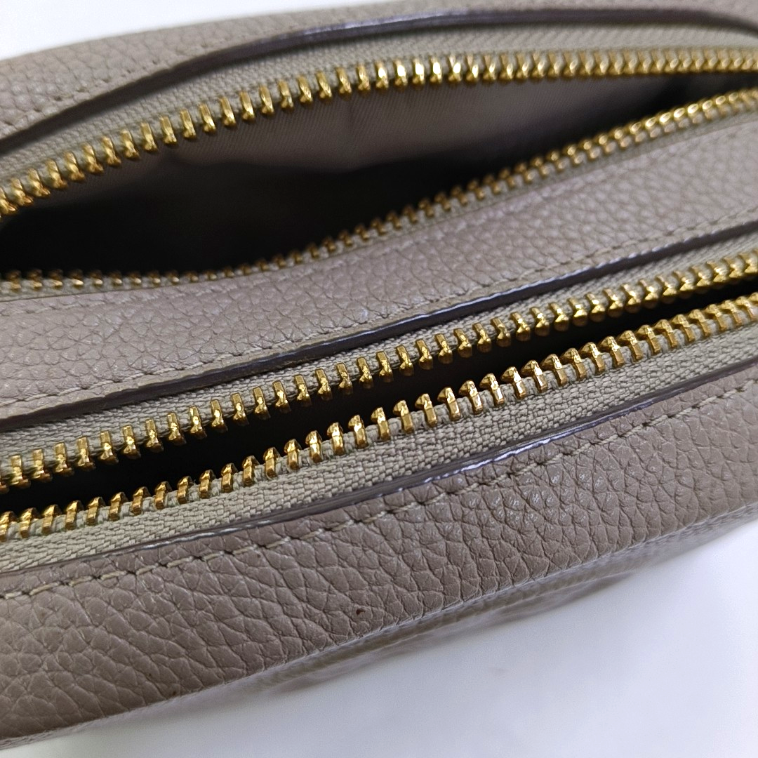 TORY BURCH Perry Grey Leather Embossed Crossbody Bag Single Shoulder Bag Golden hardware Removable shoulder strap-(SKU)-951355825
