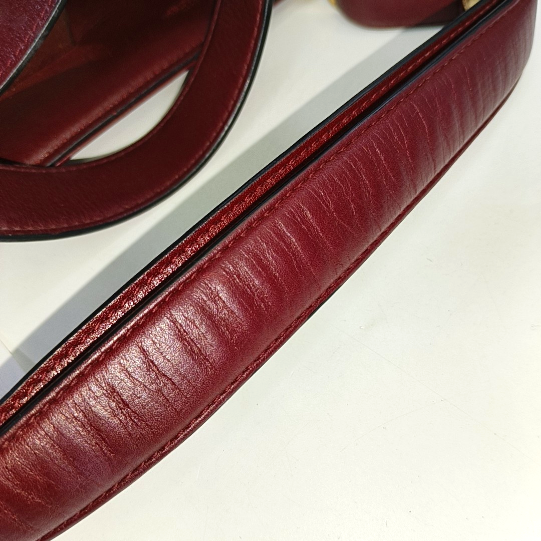 BVLGARI ISABELLA ROSSELLINI Burgundy Cowhide Single Shoulder Bag Handbag Crossbody Golden hardware Removable shoulder strap-(SKU)-931850112