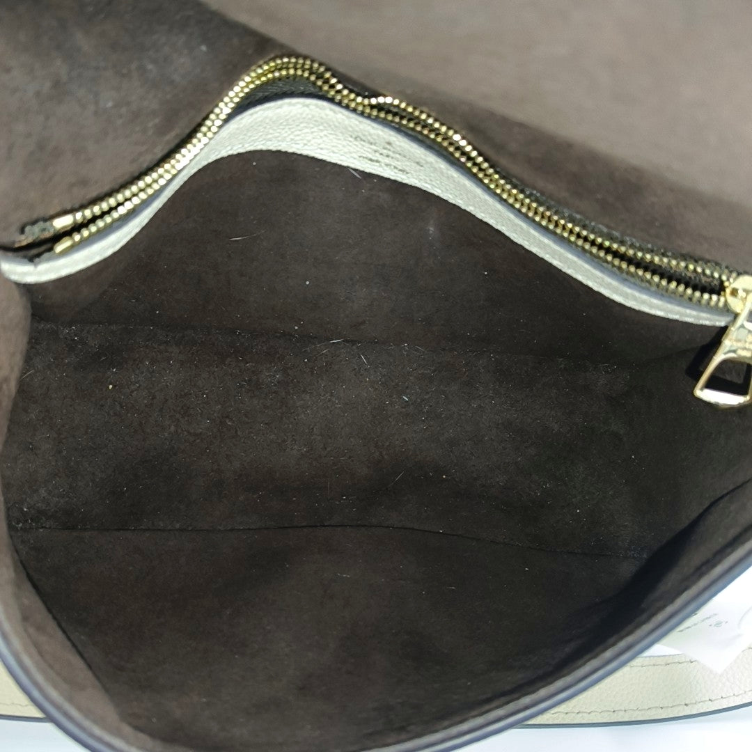LOUIS VUITTON DIANE Beige Calfskin Monogram Crossbody Shoulder Bag with Detachable Strap and Golden Hardware, 2 Straps-(SKU)-970862956