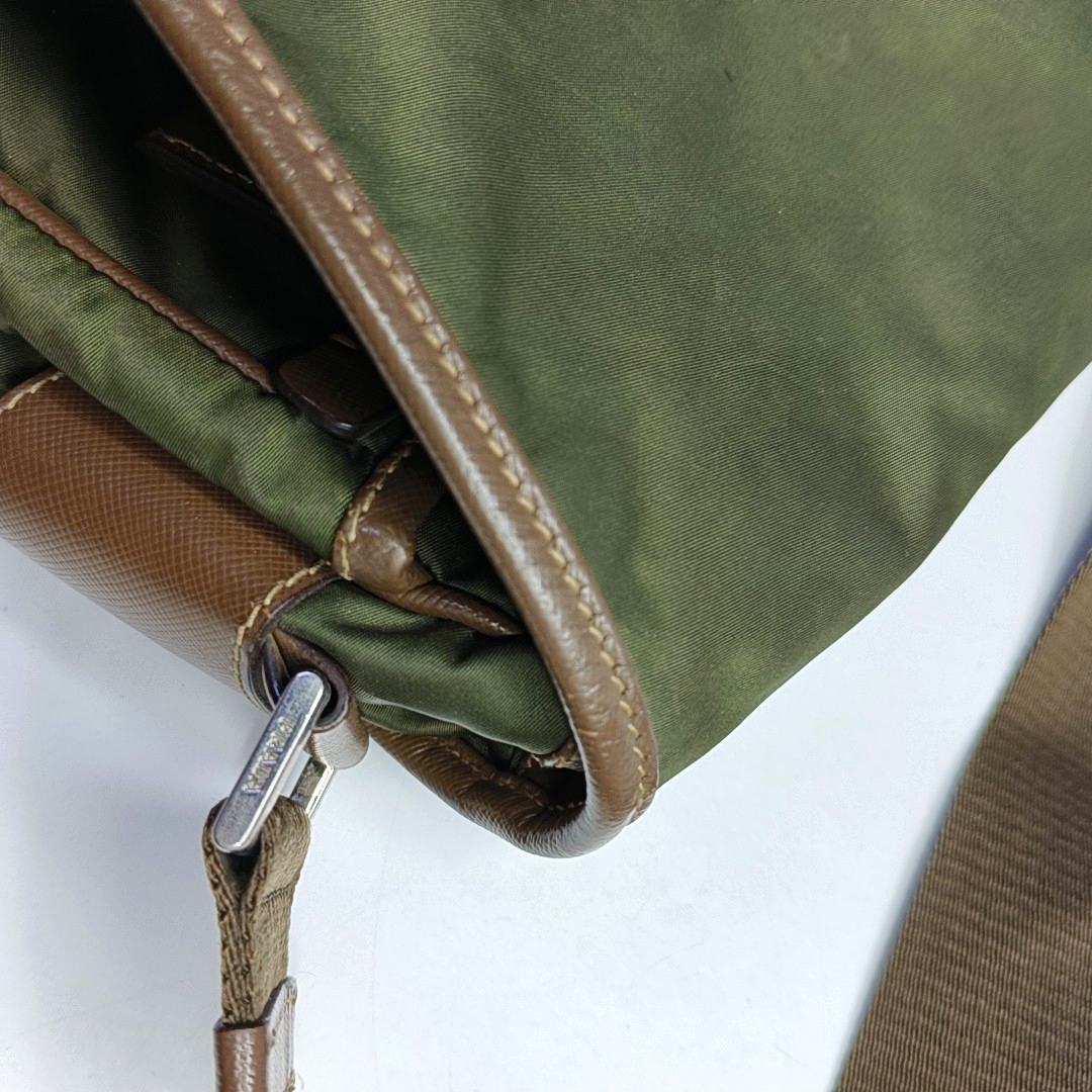 PRADA Green Nylon Crossbody Bag Single Shoulder Bag Silver Hardware-(SKU)-953032418