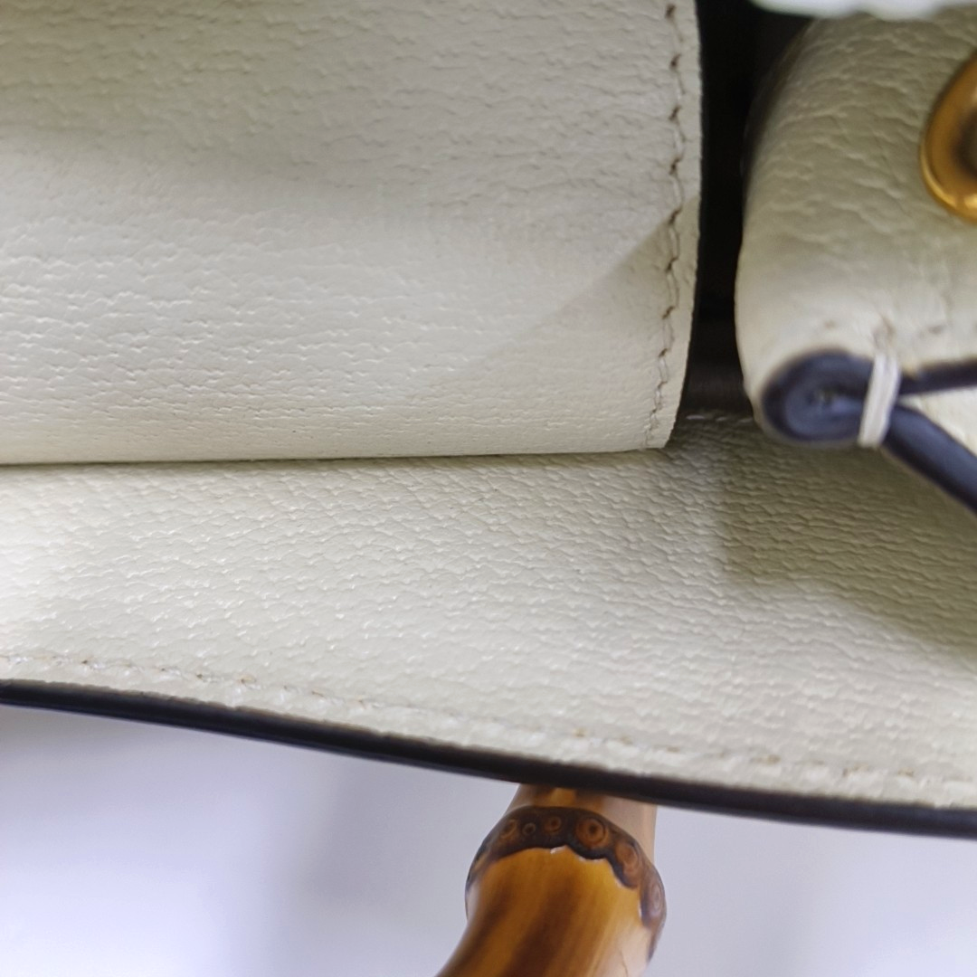 GUCCI Diana Small White Canvas Monogram Bamboo Handle Shoulder Bag Tote Bag Golden Hardware 2 Removable Straps-(SKU)-955631350