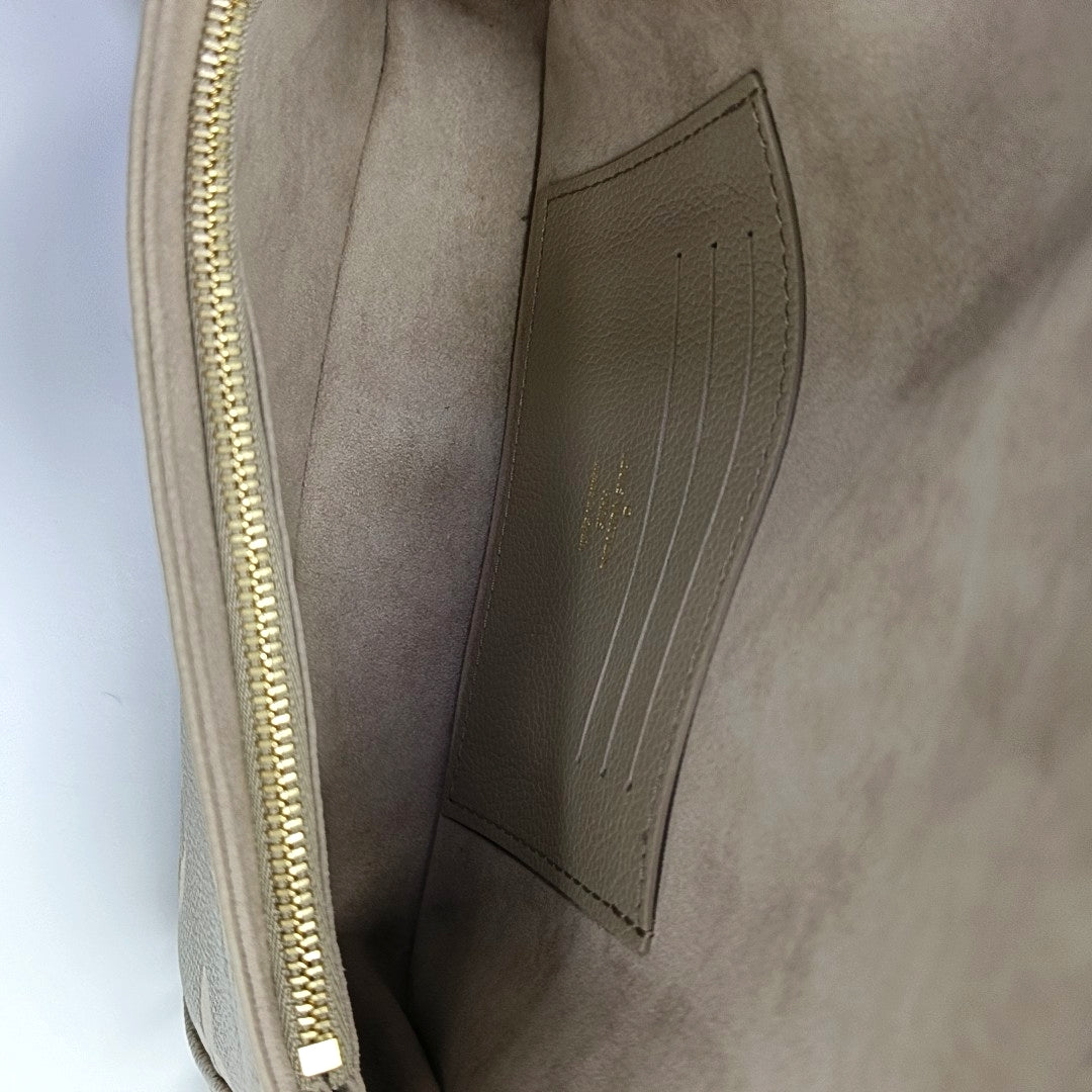 LOUIS VUITTON IVY Gray Calfskin Monogram Shoulder Bag Tote Crossbody Bag Gold Hardware 2 Removable Shoulder Straps-(SKU)-971268669