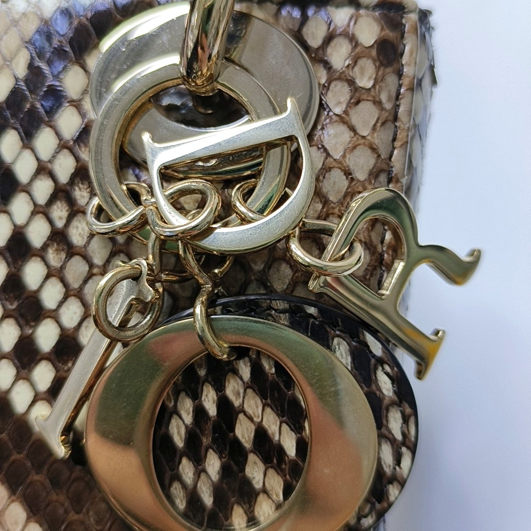 DIOR Lady Dior Mini Rose Gold Snake Skin Diana Bag Shoulder Bag Tote Bag Crossbody Bag Golden Hardware Removable Strap-(SKU)-968868076