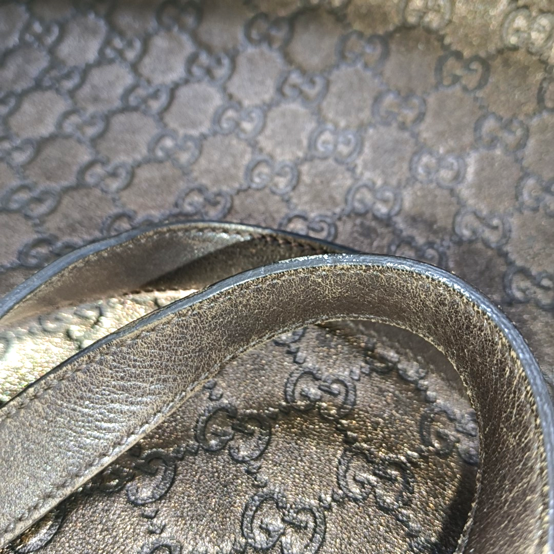 GUCCI Tote bag Dark Brown Cowhide Monogram Crumpled Single Shoulder Bag, Handbag Silver Hardware-(SKU)-929188415