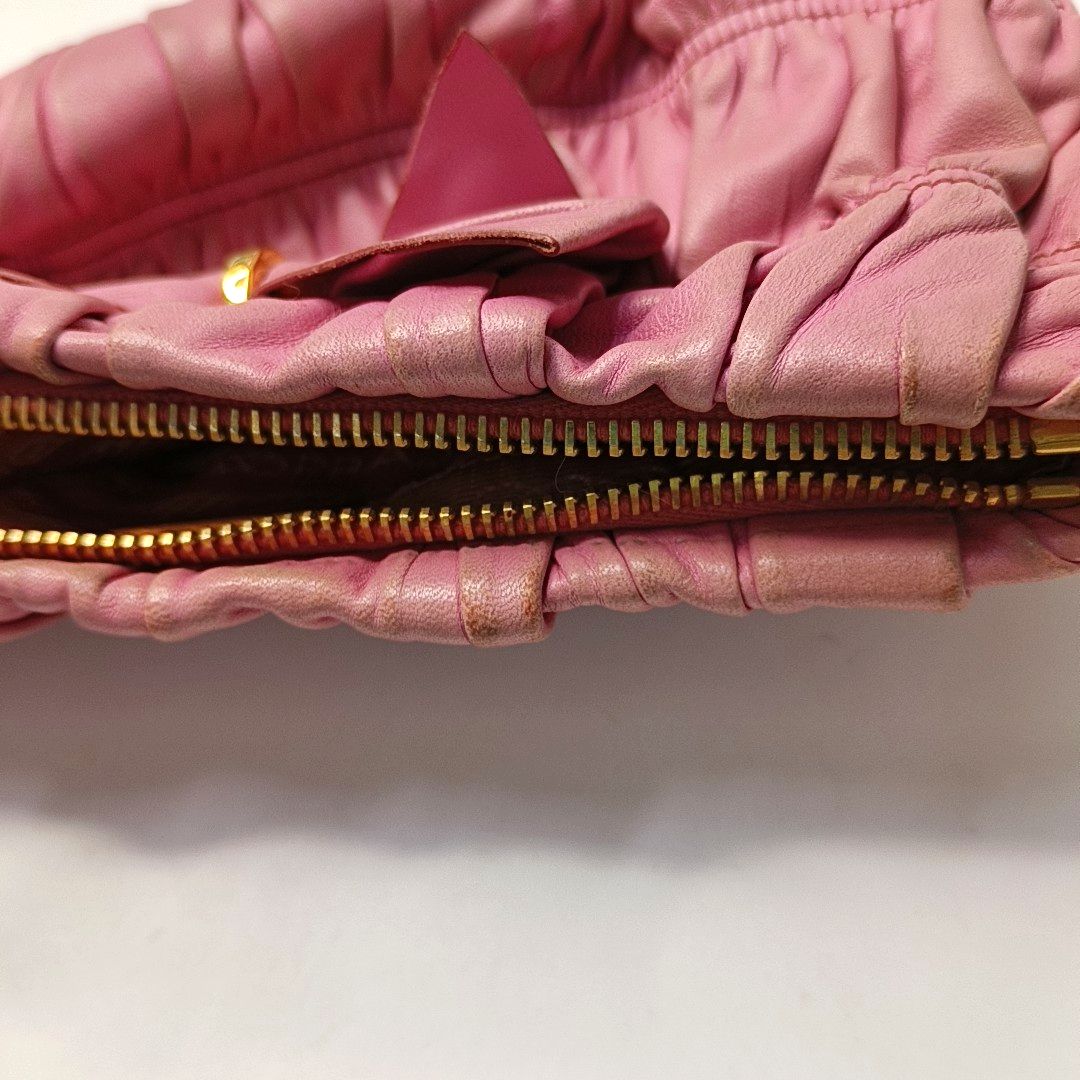 PRADA Pink Lamb Leather Quilted Handbag Golden hardware-(SKU)-949249347