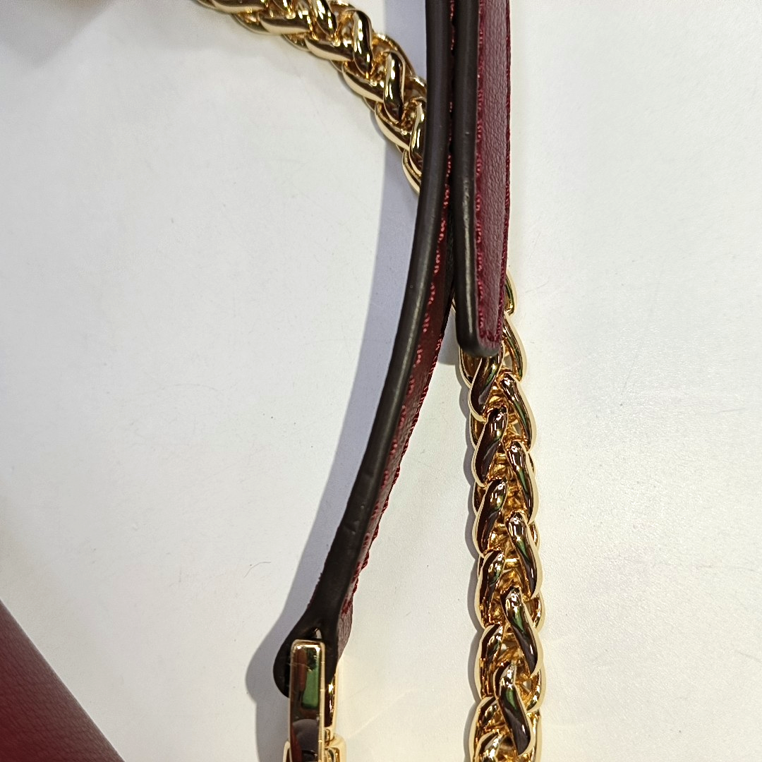 MICHAEL KORS Burgundy Leather Single Shoulder Bag Crossbody Golden hardware Removable shoulder strap-(SKU)-943388056