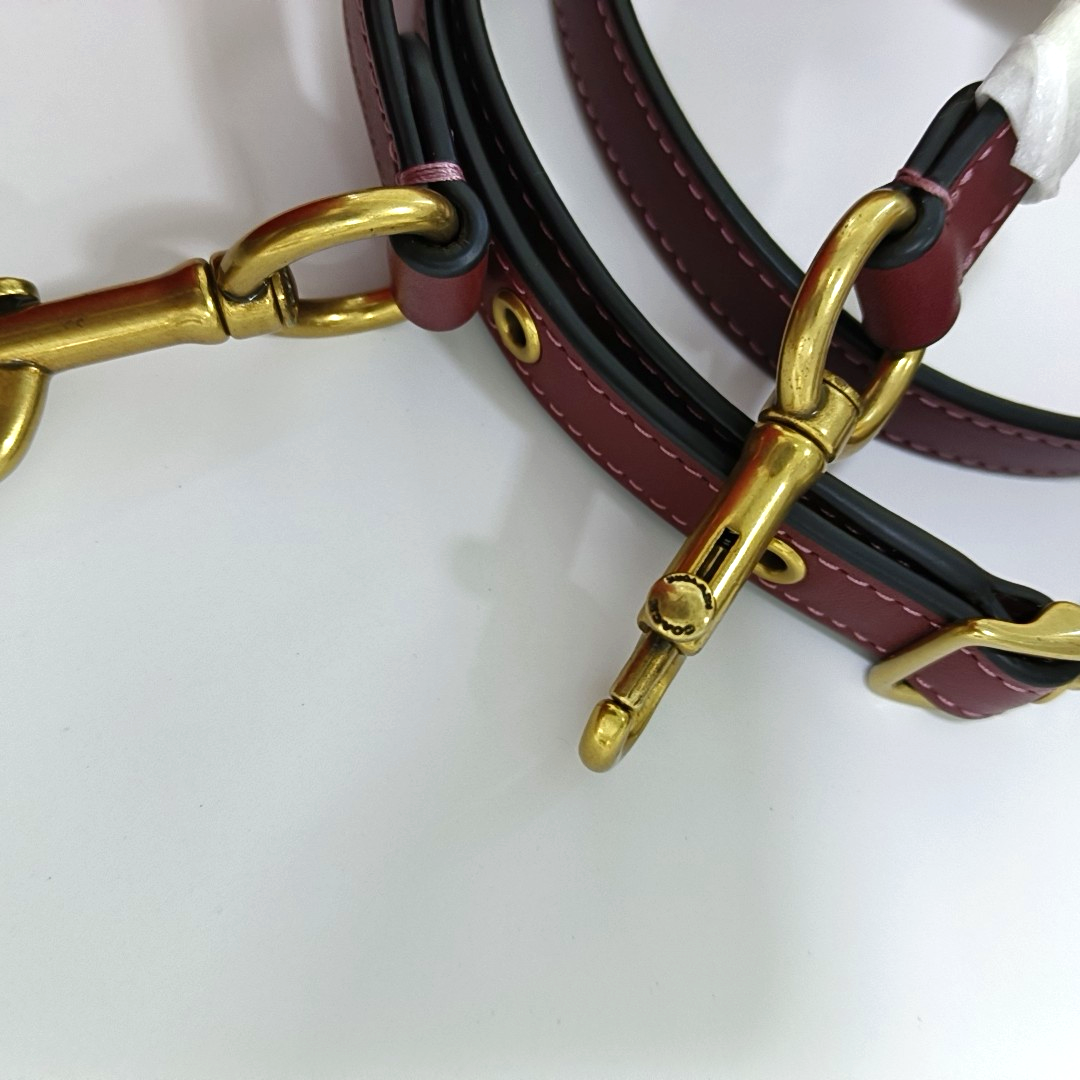 COACH Lunar New Year Red Coated Canvas Monogrammed Print Shoulder Bag Golden hardware Removable shoulder strap-(SKU)-933507798