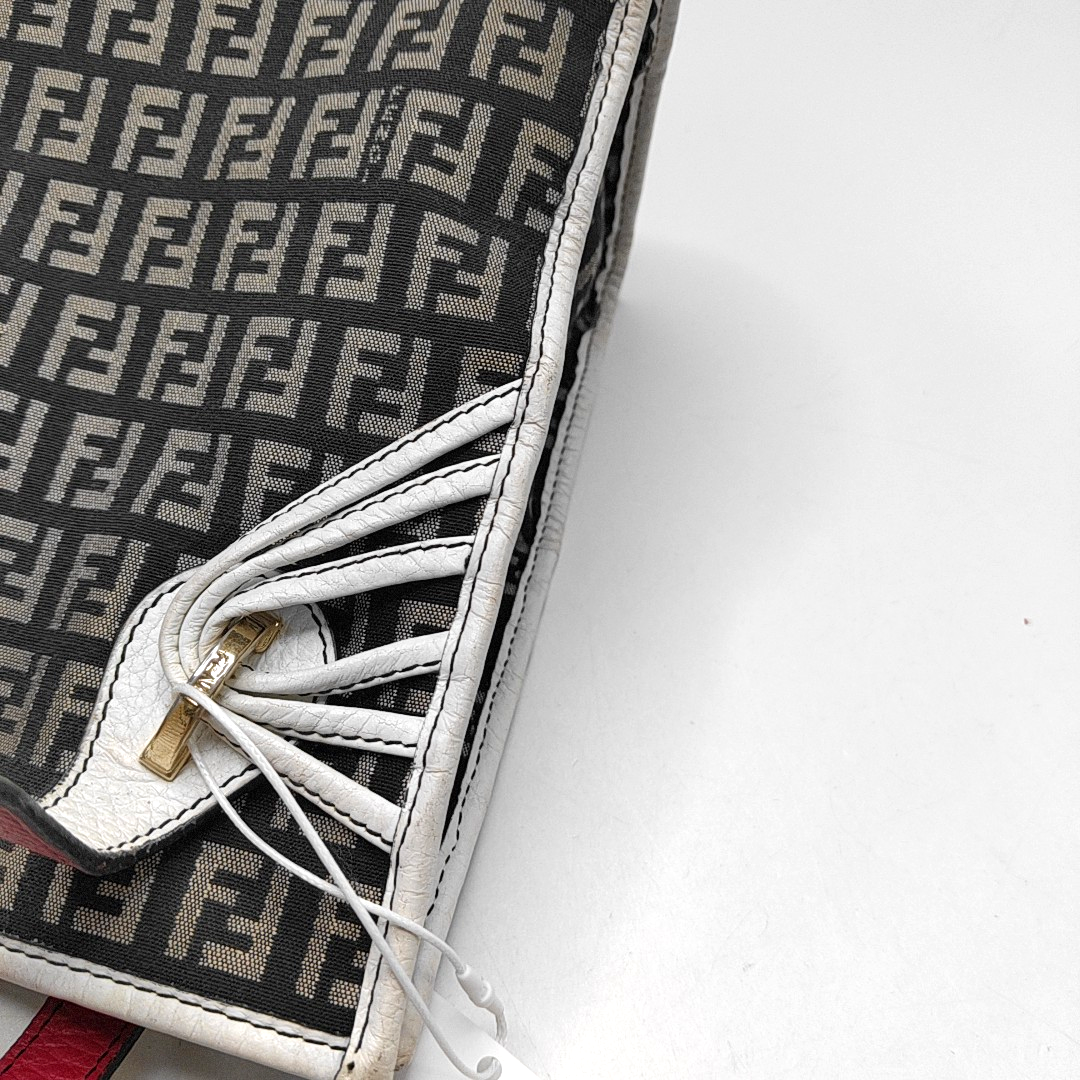 FENDI Tote bag 深棕色帆布双F提花Handheld包 Golden hardware-(SKU)-944134607