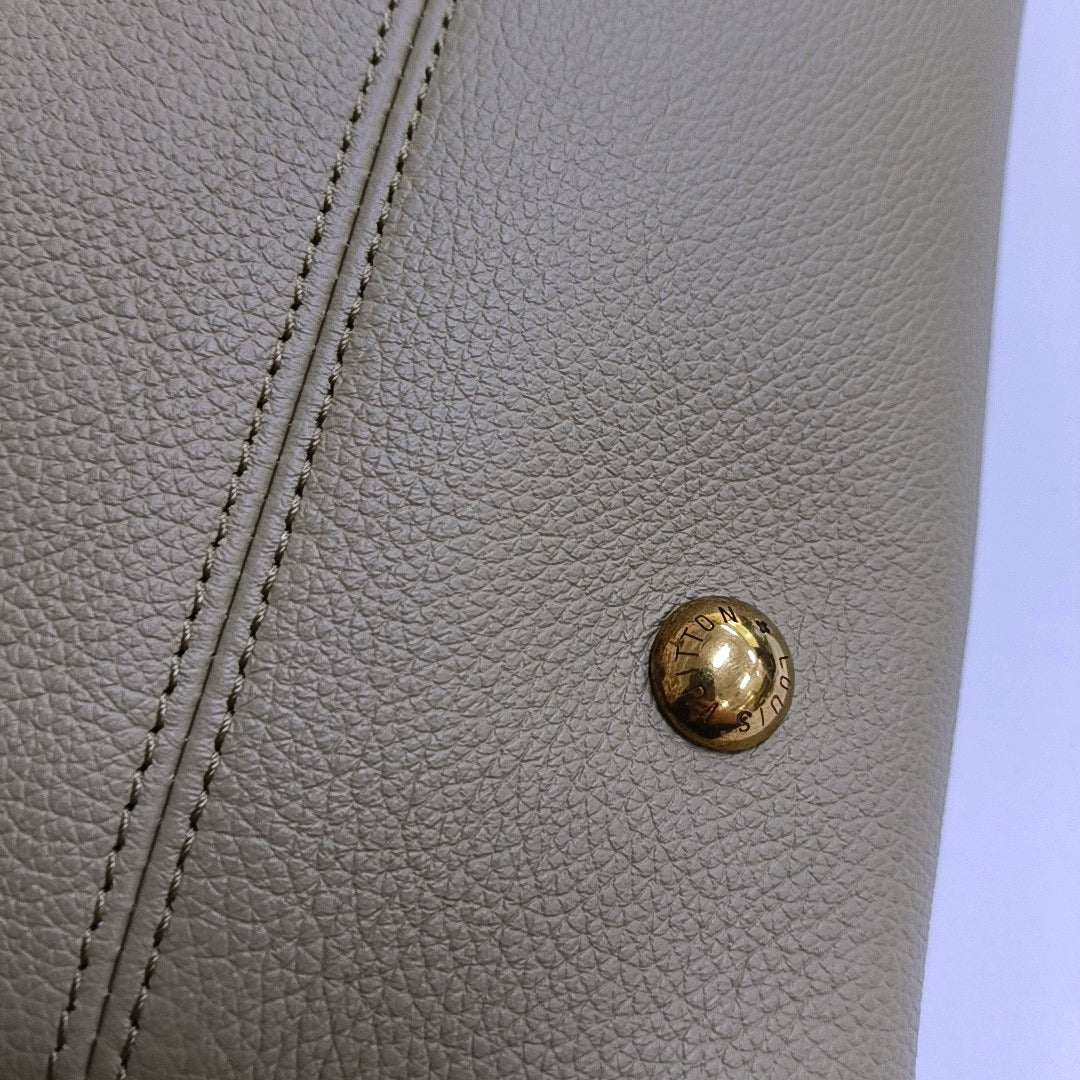 LOUIS VUITTON LOW KEY HOBO Medium Size Greenish Grey Calfskin Monogram Shoulder Bag, Handbag with Detachable Strap-(SKU)-966606063