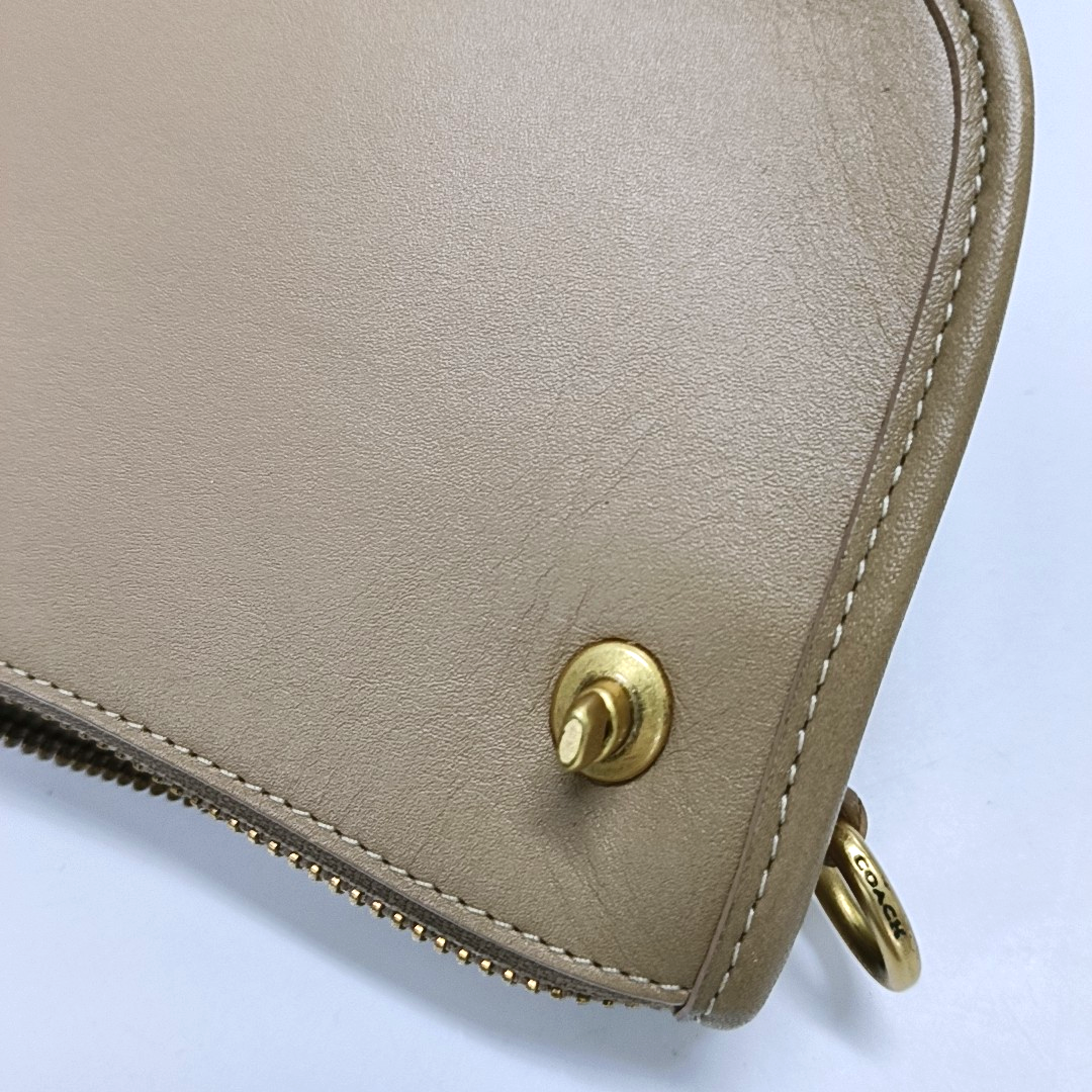 COACH SWINGER Khaki Leather Handbag Golden hardware Removable shoulder strap-(SKU)-14161118