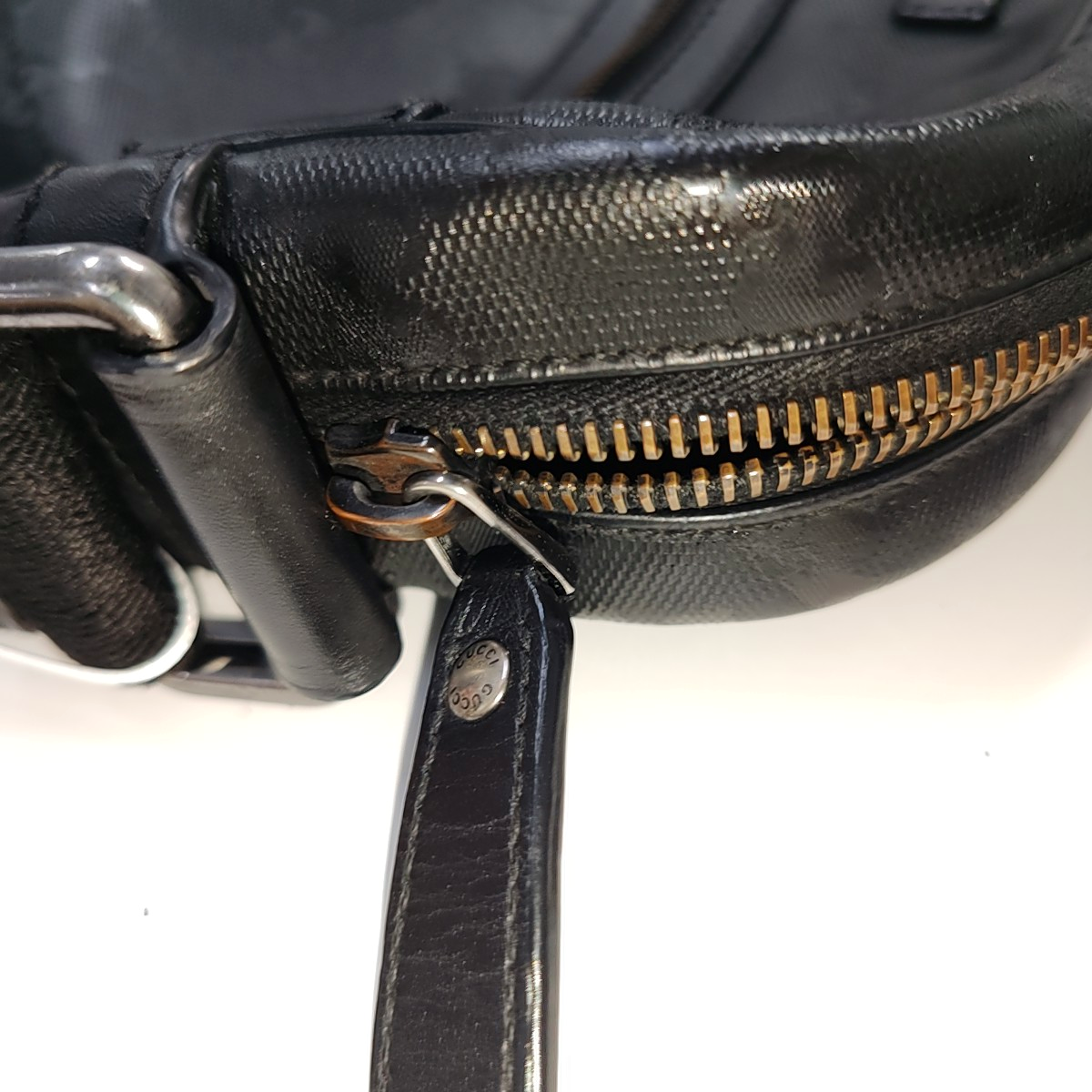 GUCCI Grey Coated Canvas Monogram Single Shoulder Bag Crossbody Silver Hardware-(SKU)-940261237