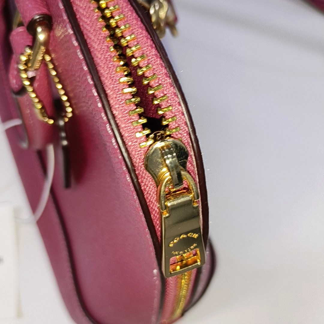 COACH SIERRA Medium size Rose Red Leather Single Shoulder Bag Crossbody Tote Golden hardware Removable shoulder strap-(SKU)-942911371