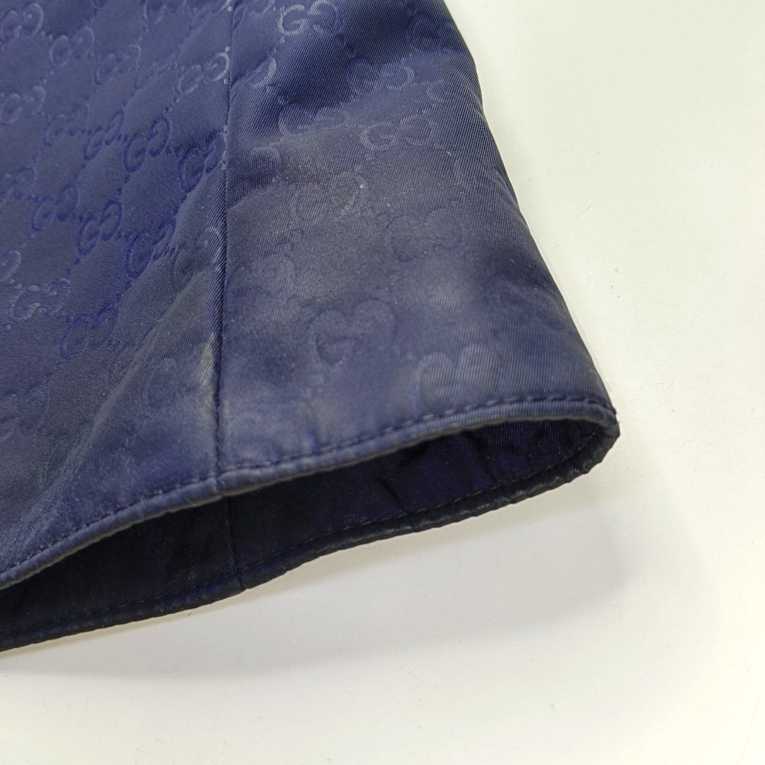 GUCCI Tote bag Dark Blue Nylon Monogram Pattern Handbag Single Shoulder Bag Golden hardware-(SKU)-952740386