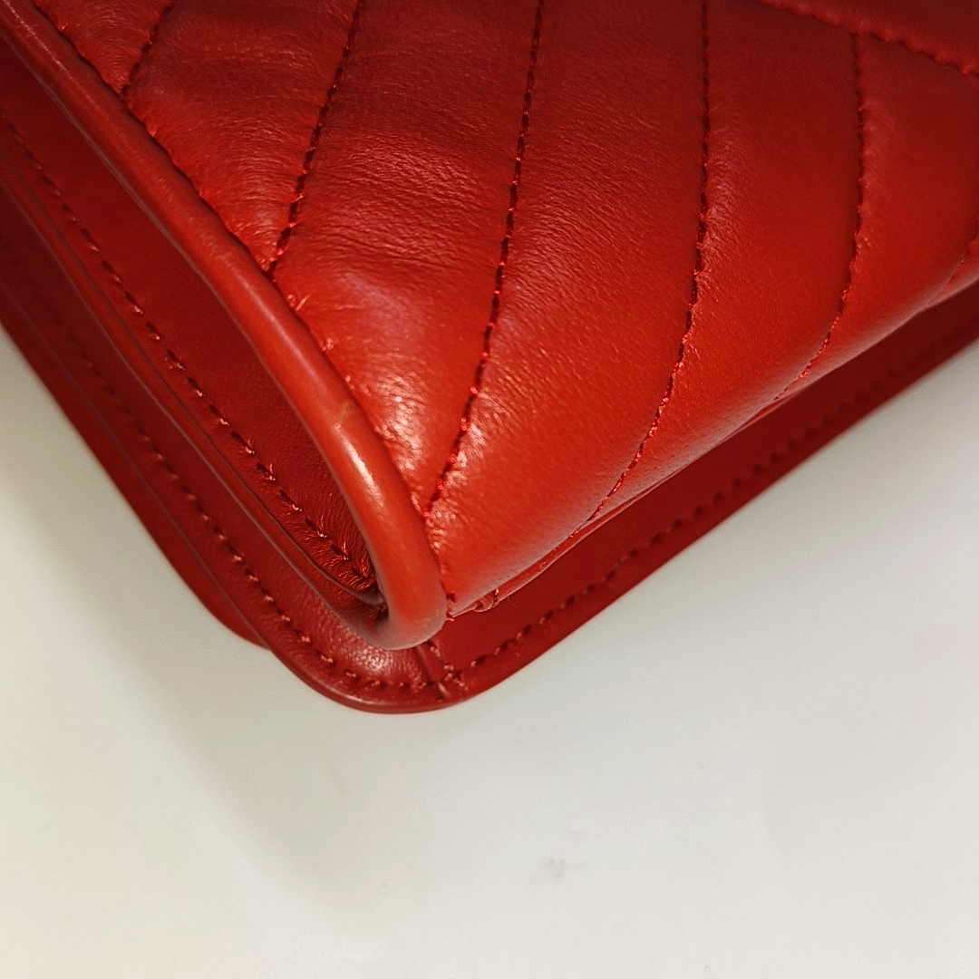 TORY BURCH Fleming Small size Red Cowhide Quilted Shoulder Bag Crossbody Golden hardware Removable shoulder strap-(SKU)-14425470