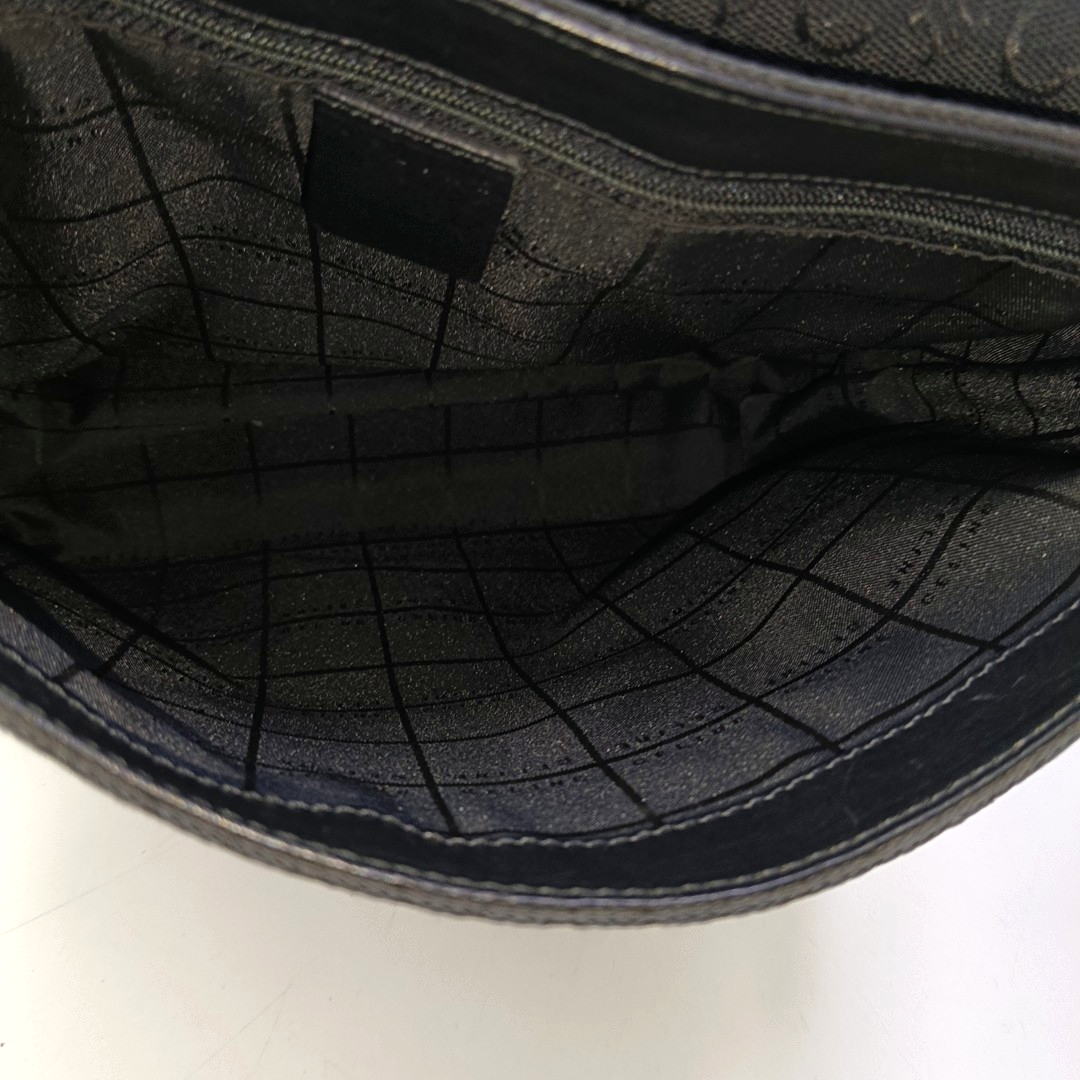 CELINE Black Fabric Quilted Crossbody Bag Silver Hardware-(SKU)-959495056
