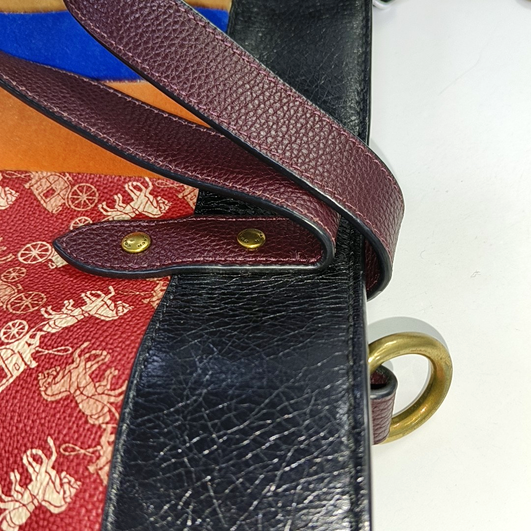 COACH FIELD Red Coated Canvas Carriage Single Shoulder Bag Crossbody Bag Handbag Golden hardware Pouch detachable shoulder strap-(SKU)-929655472