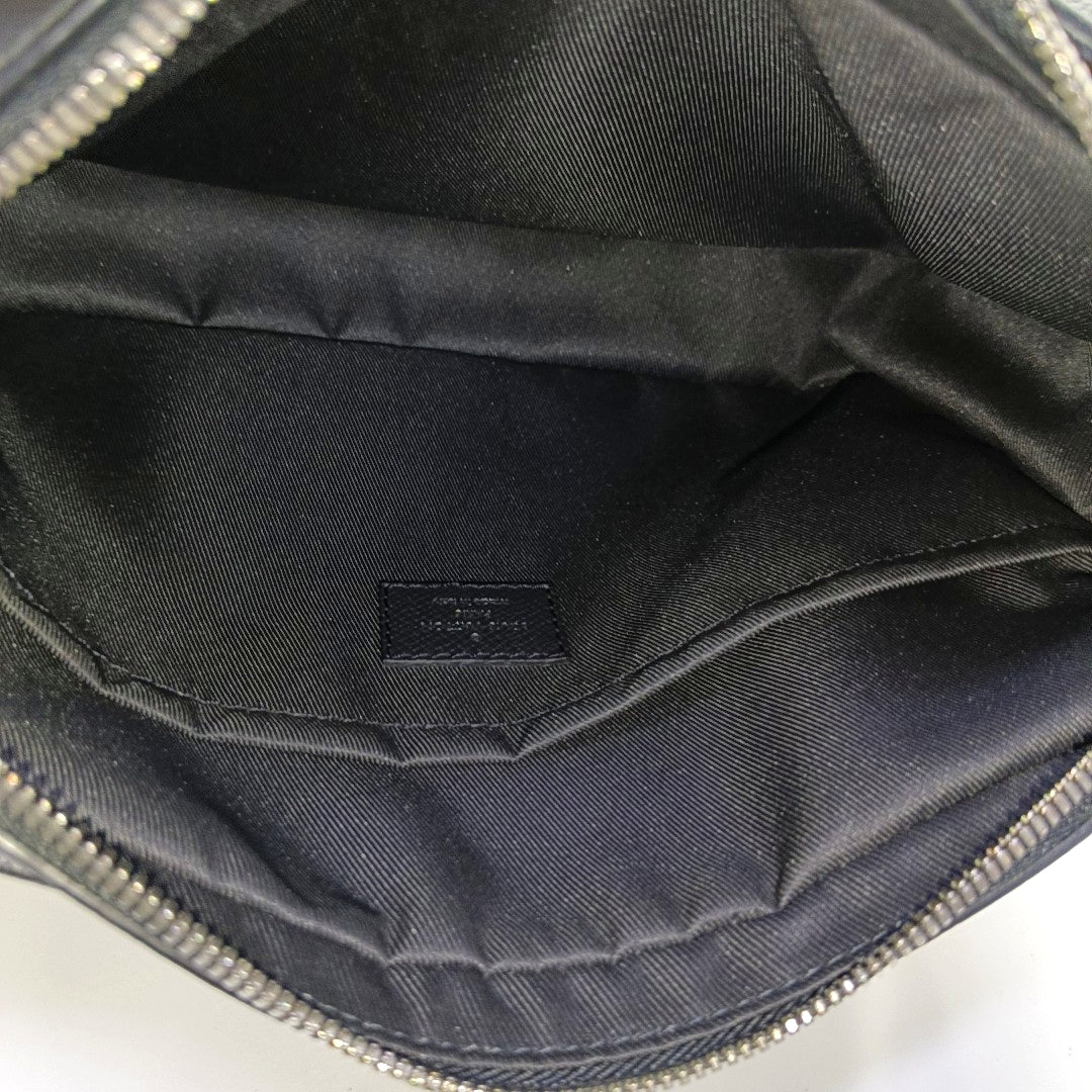 LOUIS VUITTON OUTDOOR Small Black Calfskin Monogram Messenger Bag Shoulder Bag Crossbody with Silver Hardware-(SKU)-969653637