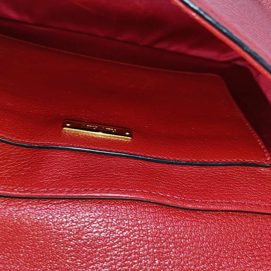 Miu Miu Red Cowhide Floral Single Shoulder Bag Tote Bag Crossbody Golden hardware Removable shoulder strap-(SKU)-945183259