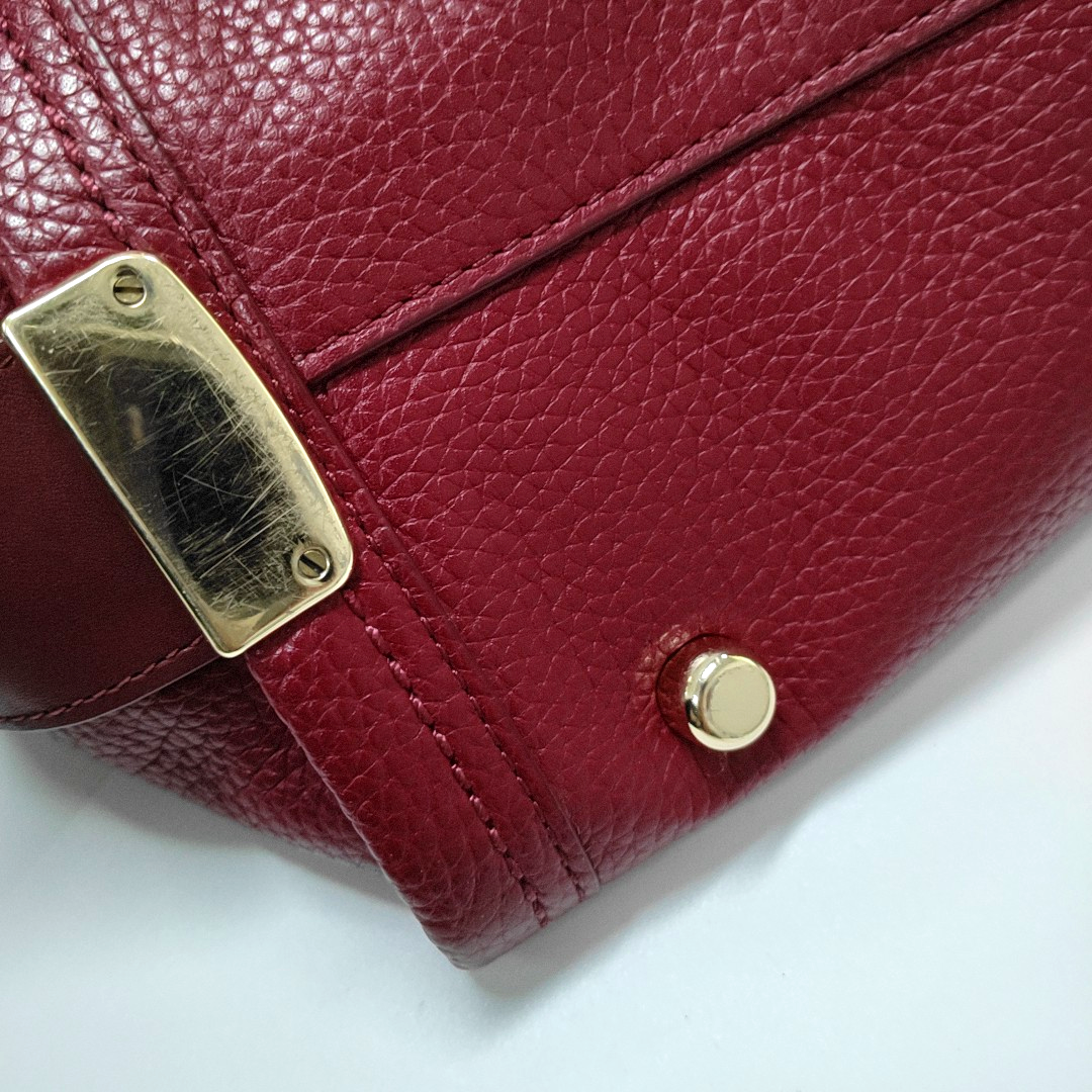 COACH SWAGGER Maroon Cowhide Single Shoulder Bag Handbag Golden hardware Removable shoulder strap-(SKU)-934444817