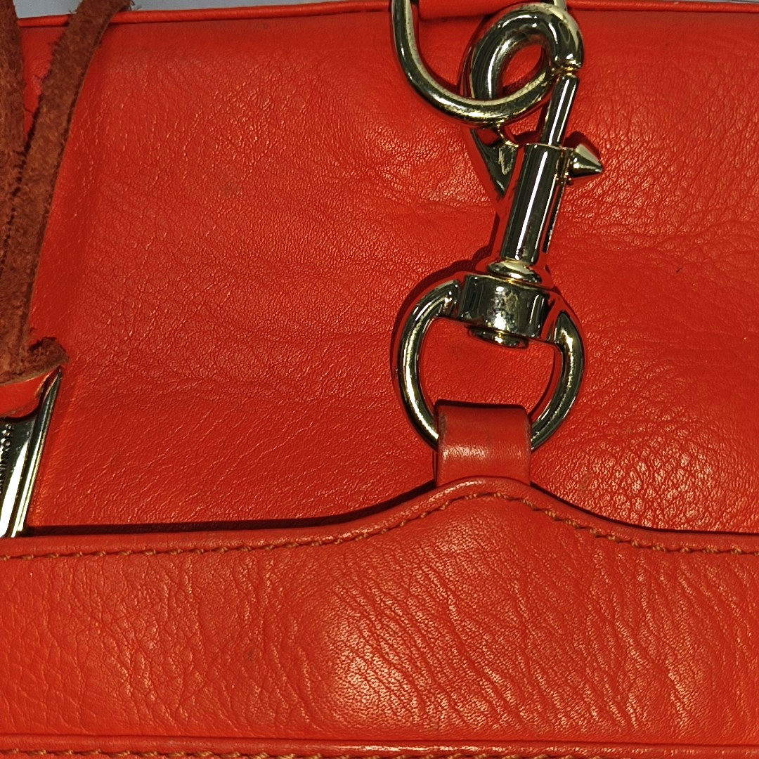 REBECCA MINKOFF M.A.C. Orange Red Cowhide Single Shoulder Bag, Crossbody Golden hardware Removable shoulder strap-(SKU)-935255906